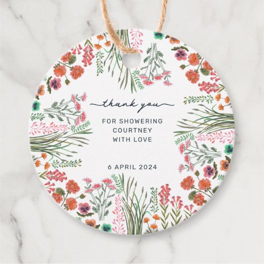 ワイルドフラワー ブライダルシャワーのお礼 フェイバータグ (正面)