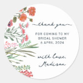 ワイルドフラワー ブライダルシャワーのお礼 ラウンドシール (正面)