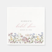 ワイルドフラワー ブライダルシャワーの紙ナプキン フラワーボヘミアン スタンダードカクテルナプキン (正面)
