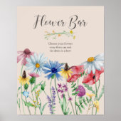 ワイルドフラワー ブライダルシャワーフラワーバーサイン ポスター (正面)