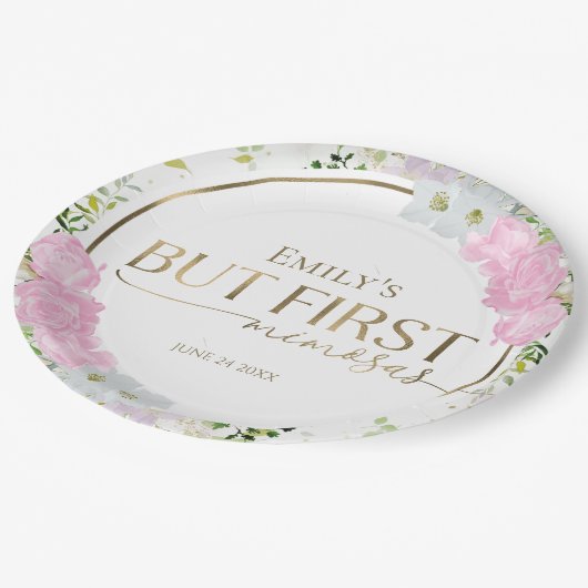 ワイルドフラワー ブライダルシャワープレート お先にミモザ ペーパープレート (アングル)