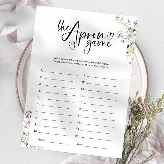 ワイルドフラワー ブライダルシャワー エプロン メモリーゲーム 招待状