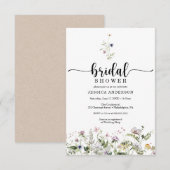 ワイルドフラワー ブライダルシャワー ミニマル インビテーション カード (正面/裏面)