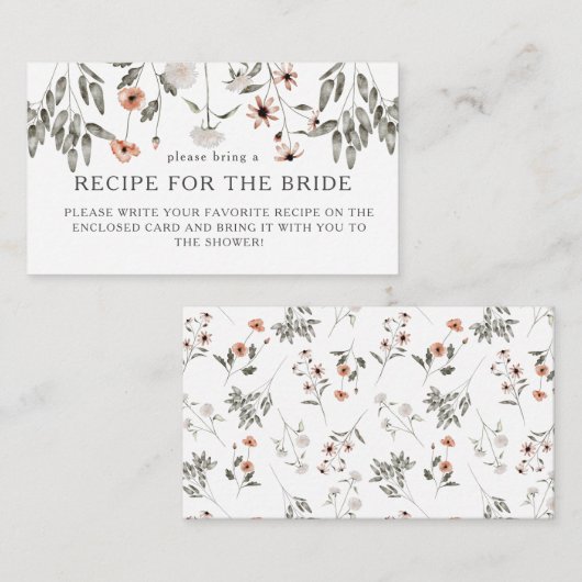 ワイルドフラワー ブライダルシャワー レシピリクエスト エンクロージャーカード (正面/裏面)