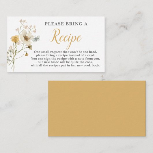 ワイルドフラワー ブライダルシャワー レシピ カード リクエスト (正面/裏面)