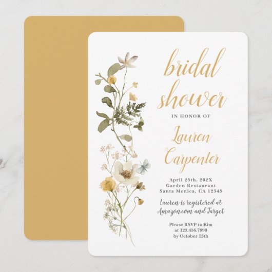 ワイルドフラワー ブライダルシャワー 招待状 (正面/裏面)