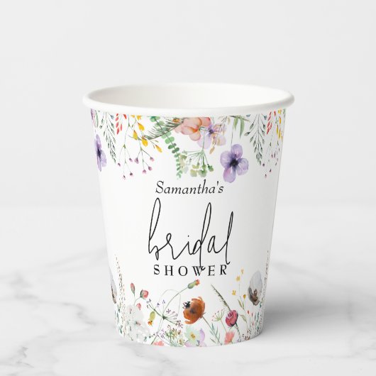 ワイルドフラワー ブライダルシャワー 紙コップ (裏面)