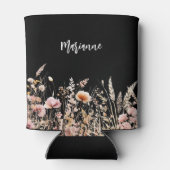 ワイルドフラワー ブラック カスタム名 スクリプト 缶クーラー (裏面)