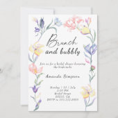 ワイルドフラワー – ブランチと泡立つブライダルシャワー 招待状 (正面)