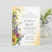 ワイルドフラワー ブルー イエロー ピンク キリスト教 ウェディング 招待状 (スタンド正面)