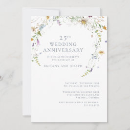 ワイルドフラワー ブルー フラワル 25周年 結婚記念日 招待状