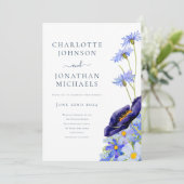 ワイルドフラワー ブルー ラスティック 招待状 (スタンド正面)