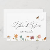 ワイルドフラワー·ベイビー·シャワー、お礼のノート ノートカード (正面/裏面)