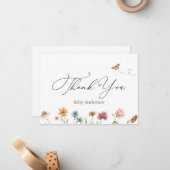 ワイルドフラワー·ベイビー·シャワー、お礼のノート ノートカード (正面/裏面インサイチュ)