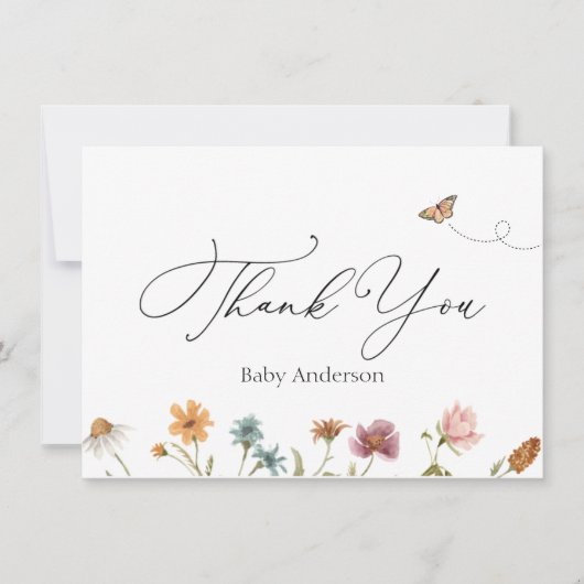 ワイルドフラワー·ベイビー·シャワー、お礼のノート ノートカード (正面)
