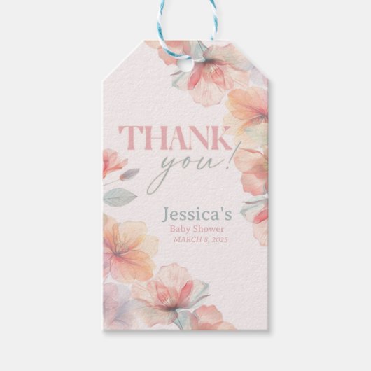 ワイルドフラワー、ベビーイン開花、ベビーシャワー ギフトタグ (正面)