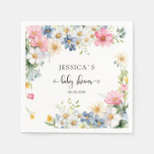 ワイルドフラワー、ベビーシャワー スタンダードカクテルナプキン (正面)