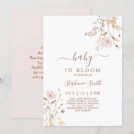 ワイルドフラワー ベビーシャワー 女の子 招待状