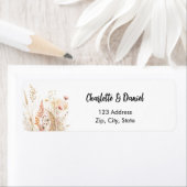 ワイルドフラワー ベージュ ピンク スクリプト 返信住所 ラベル (インサイチュ)