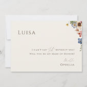 ワイルドフラワー | ベージュ フェード フォト メイド オブ オナー カード (裏面)