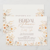 ワイルドフラワー ベージュ ボーホー ボタニカル ブライダルシャワー 招待状 (正面/裏面)