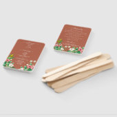 ワイルドフラワー ペリウィンクル バーンオレンジ ウェディングプログラム ハンドファン (組立なし)