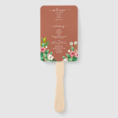 ワイルドフラワー ペリウィンクル バーンオレンジ ウェディングプログラム ハンドファン (正面)