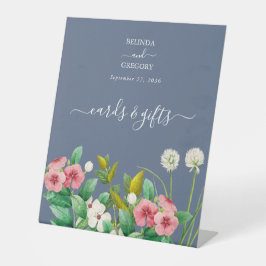 ワイルドフラワー ペリウィンクル ブルー カード & ギフト ウェディング 台座サイン