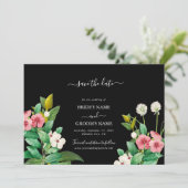 ワイルドフラワー ペリウィンクル 水彩 黒 結婚式 セーブザデート (スタンド正面)