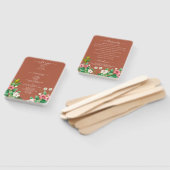 ワイルドフラワー ペリウィンクル 焼きオレンジの結婚式プログラム ハンドファン (組立なし)