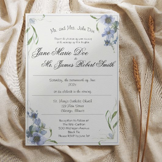 ワイルドフラワー ペリウィンクル 結婚式招待状 招待状