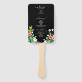 ワイルドフラワー ペリウィンクル 結婚式 黒 プログラム ハンドファン (正面)