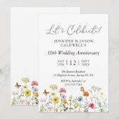 ワイルドフラワー ボタニカル ウェディング アニバーサリー パーティー 招待状 (正面/裏面)