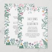 ワイルドフラワー ボタニカル フラワー ウェディング 招待状 (正面/裏面)