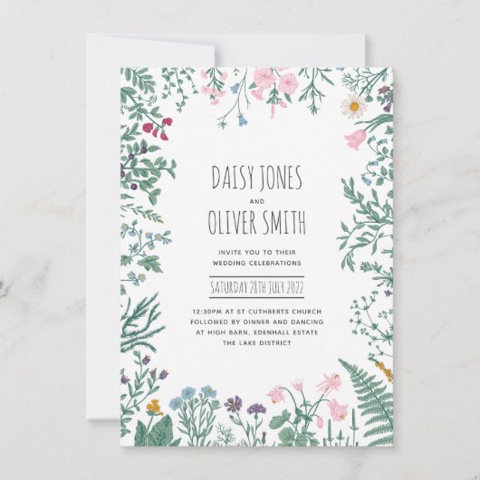 ワイルドフラワー ボタニカル フラワー ウェディング 招待状 (正面)