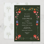ワイルドフラワー ボタニック ガーデン ベビー シャワー 招待状 (正面/裏面)