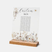 ワイルドフラワー ボヘミアム ラスティック エレガント ブライダルシャワー アクリルサイン (傾斜)