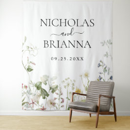 ワイルドフラワー ボヘミア フラワー ガーデン ウェディング タペストリー