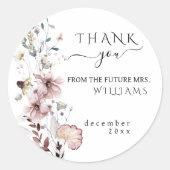 ワイルドフラワー ボヘミア ミニマリスト モダン ブライズシャワー ラウンドシール (正面)