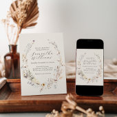 ワイルドフラワー ボホー ラスティック エレガント ブライダル シャワー 招待状