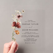 ワイルドフラワー ボホー 秋の結婚式 アクリル招待状 (インサイチュ (ポータブル))