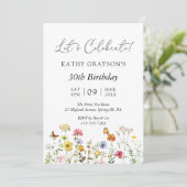 ワイルドフラワー ボホ フラワー ボタニカル バースデー パーティー 招待状 (スタンド正面)