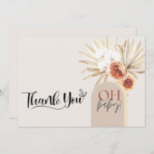 ワイルドフラワー ボホ ベイビーシャワー 感謝カード テンプレート (正面/裏面)