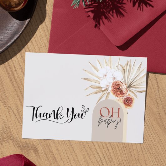 ワイルドフラワー ボホ ベイビーシャワー 感謝カード テンプレート