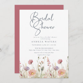 ワイルドフラワー ボーホー シック ブライダル シャワー 招待状