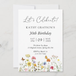 ワイルドフラワー ボーホー フラワーボタニカル 誕生日パーティー 招待状