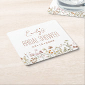 ワイルドフラワー ボーホー ブライズシャワー イン ブルーム ガーデン スクエアペーパーコースター (アングル)