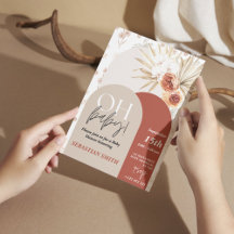 ワイルドフラワー ボーホー ベイビーシャワー 招待状 - ジェンダーニュートラル