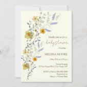 ワイルドフラワー ボーホー ベイビー シャワー 招待状 (正面)