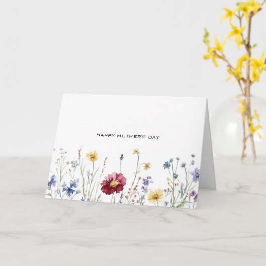 ワイルドフラワー ミニマリスティック 母の日 カード (黄色い花)
